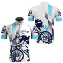 Load image into Gallery viewer, White cycling jersey men Custom bike shirt with back pockets UPF50+ full zip road cycle gear| SLC185