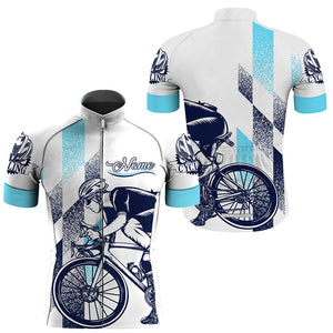 White cycling jersey men Custom bike shirt with back pockets UPF50+ full zip road cycle gear| SLC185