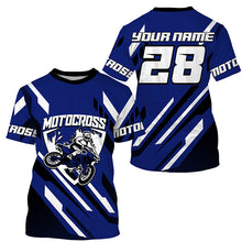 Load image into Gallery viewer, Extreme personalized dirt bike riding jersey adult&amp;kid blue motocross UPF30+ motorcycle shirt PDT237