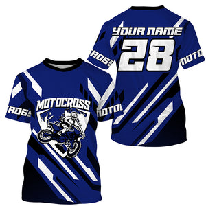 Extreme personalized dirt bike riding jersey adult&kid blue motocross UPF30+ motorcycle shirt PDT237