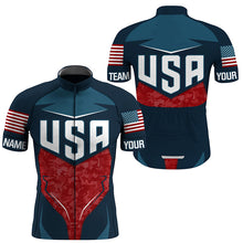 Load image into Gallery viewer, USA Cycling jersey Men with 3 back pockets UPF50+ American bike shirt Custom full zip bicycle tops| SLC199