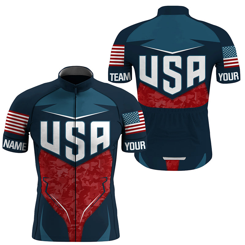 USA Cycling jersey Men with 3 back pockets UPF50+ American bike shirt Custom full zip bicycle tops| SLC199