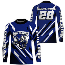 Load image into Gallery viewer, Extreme personalized dirt bike riding jersey adult&amp;kid blue motocross UPF30+ motorcycle shirt PDT237