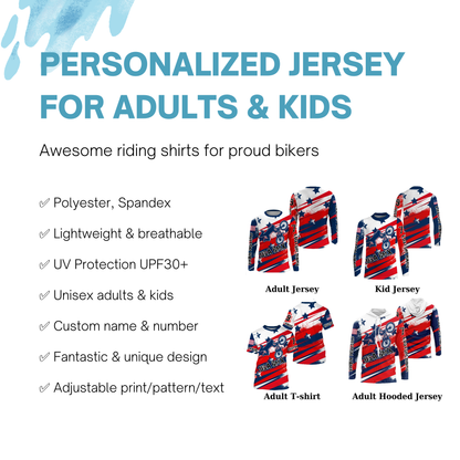American adult kid BMX jersey Custom UPF30+ Patriotic riding gear USA Freeride Cycling shirt| SLC25